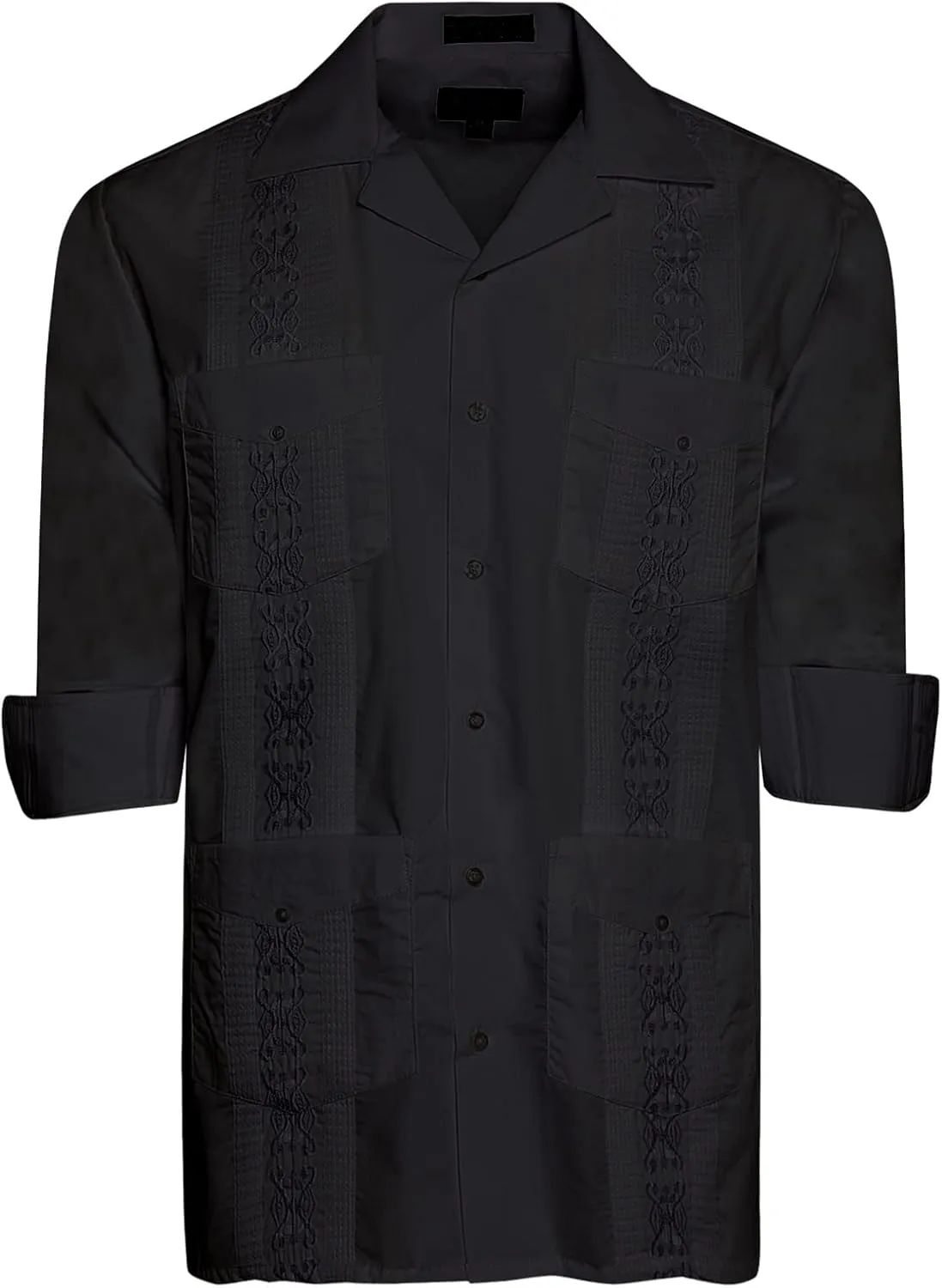 Men's Cuban Guayabera Long Sleeve Shirts Wedding Cigar Beach Bartender Casual