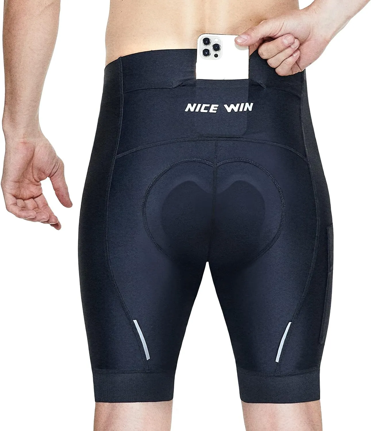 Men's Cycling Shorts Anti-Slip Leg 4D Padded Bike Shorts with 3-Pockets Breathable Biking Bicycle Motorcycle Half-Pants