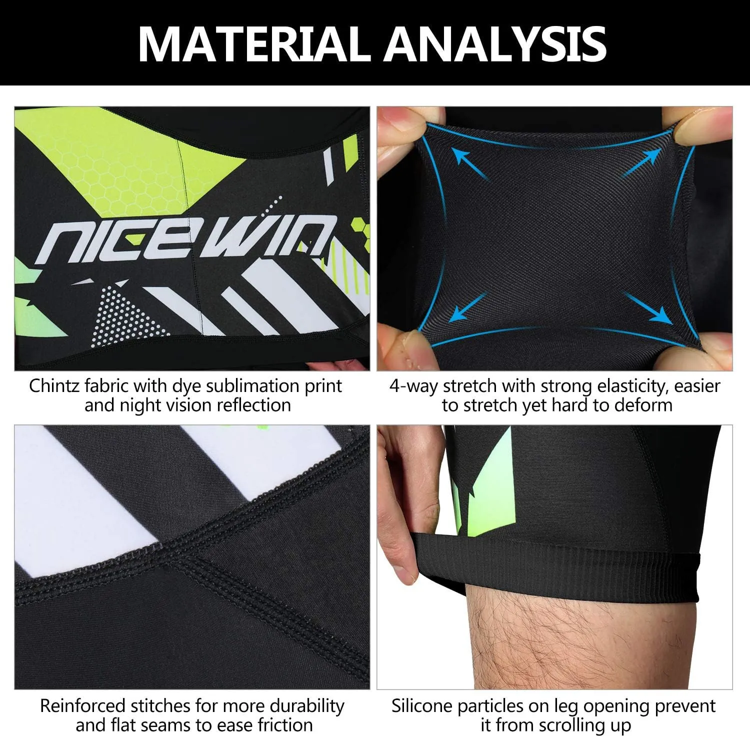 Men's Cycling Shorts Anti-Slip Leg 4D Padded Bike Shorts with 3-Pockets Breathable Biking Bicycle Motorcycle Half-Pants