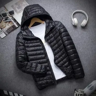 Men's Lightweight Hooded Winter Slim Down Jacket