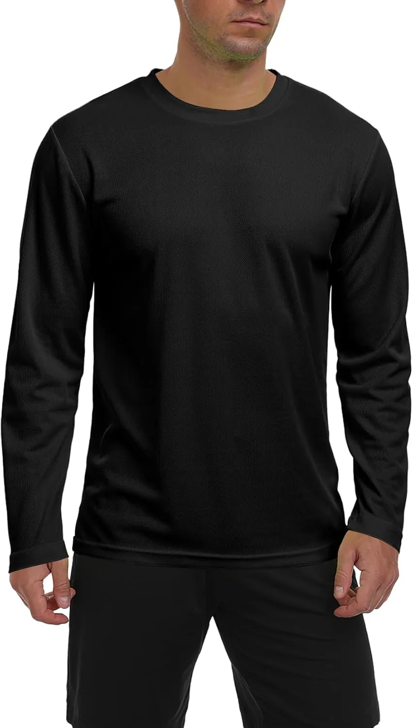 Men's Long Sleeve Sun Shirt Lightweight Workout UV Protection Quick Dry Hiking Tee Shirts Cycling Fishing Athletic Tops