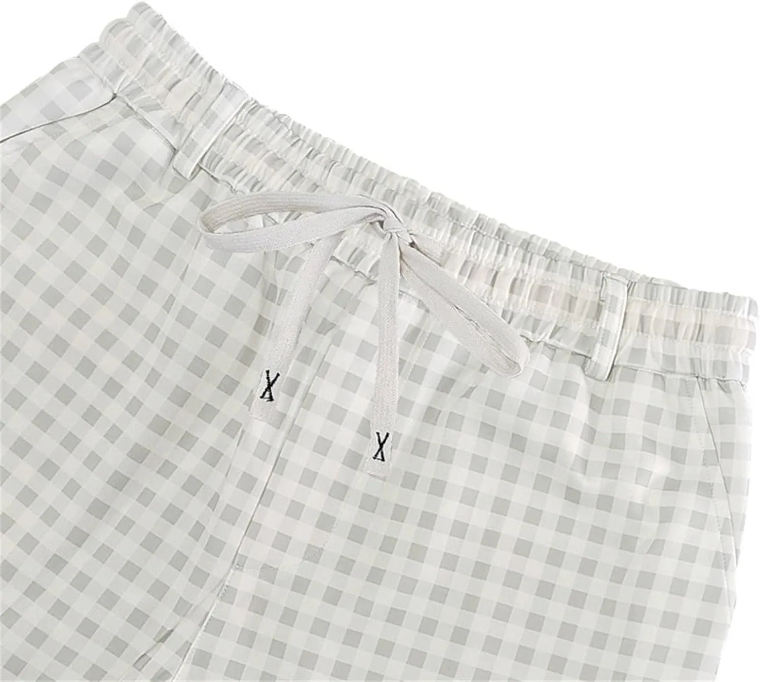 Mens Plaid Pants Straight Leg Casual Pants Open Bottom Fashion Sweatpants Loose Drawstring Waist Trousers for Summer