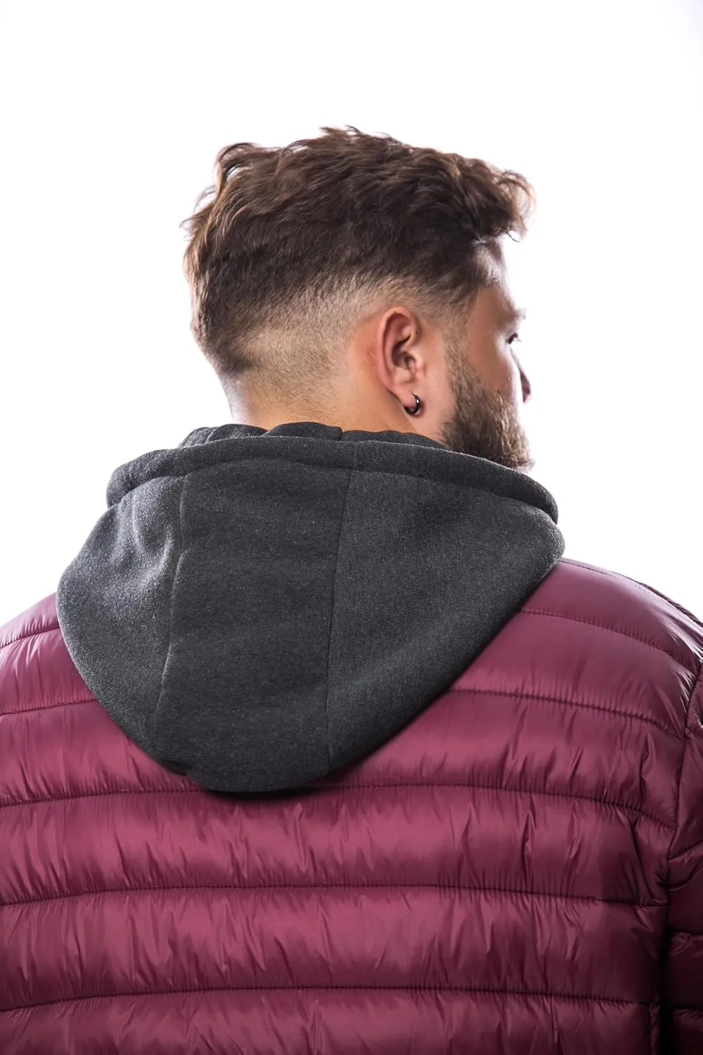 Men's Plus Size Puffer Jacket  Lightweight Hooded Insulated Winter Coat, Windproof, Zipper Down Jacket, Warm & Durable