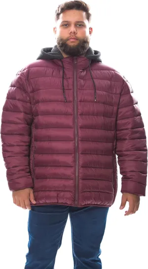 Men's Plus Size Puffer Jacket  Lightweight Hooded Insulated Winter Coat, Windproof, Zipper Down Jacket, Warm & Durable