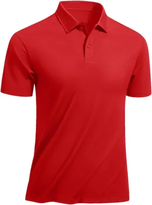 Mens Quick Dry Cotton Blend Golf Polos Shirts Short Sleeve Work T-Shirts Casual Outdoor Tee Pullover Tops