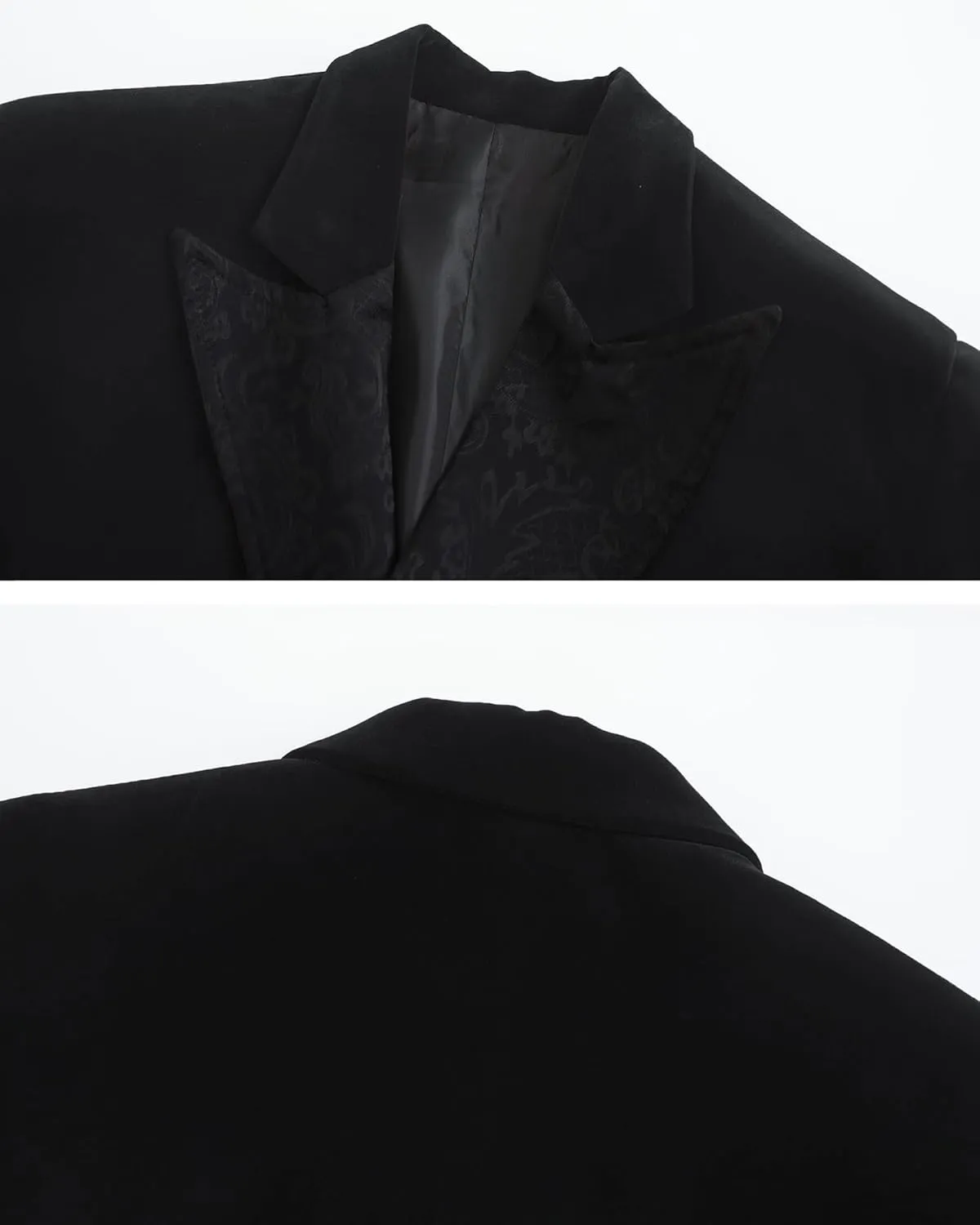 Men's Smoking Jacket Jacquard Peaked Lapel Double Breasted Stylish Blazers Coat Evening Party Wear