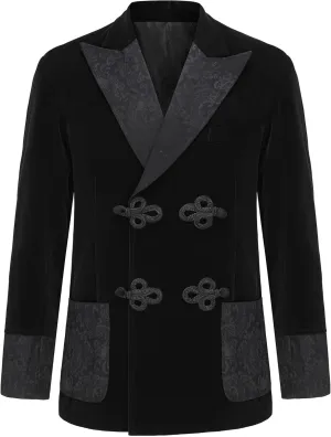 Men's Smoking Jacket Jacquard Peaked Lapel Double Breasted Stylish Blazers Coat Evening Party Wear