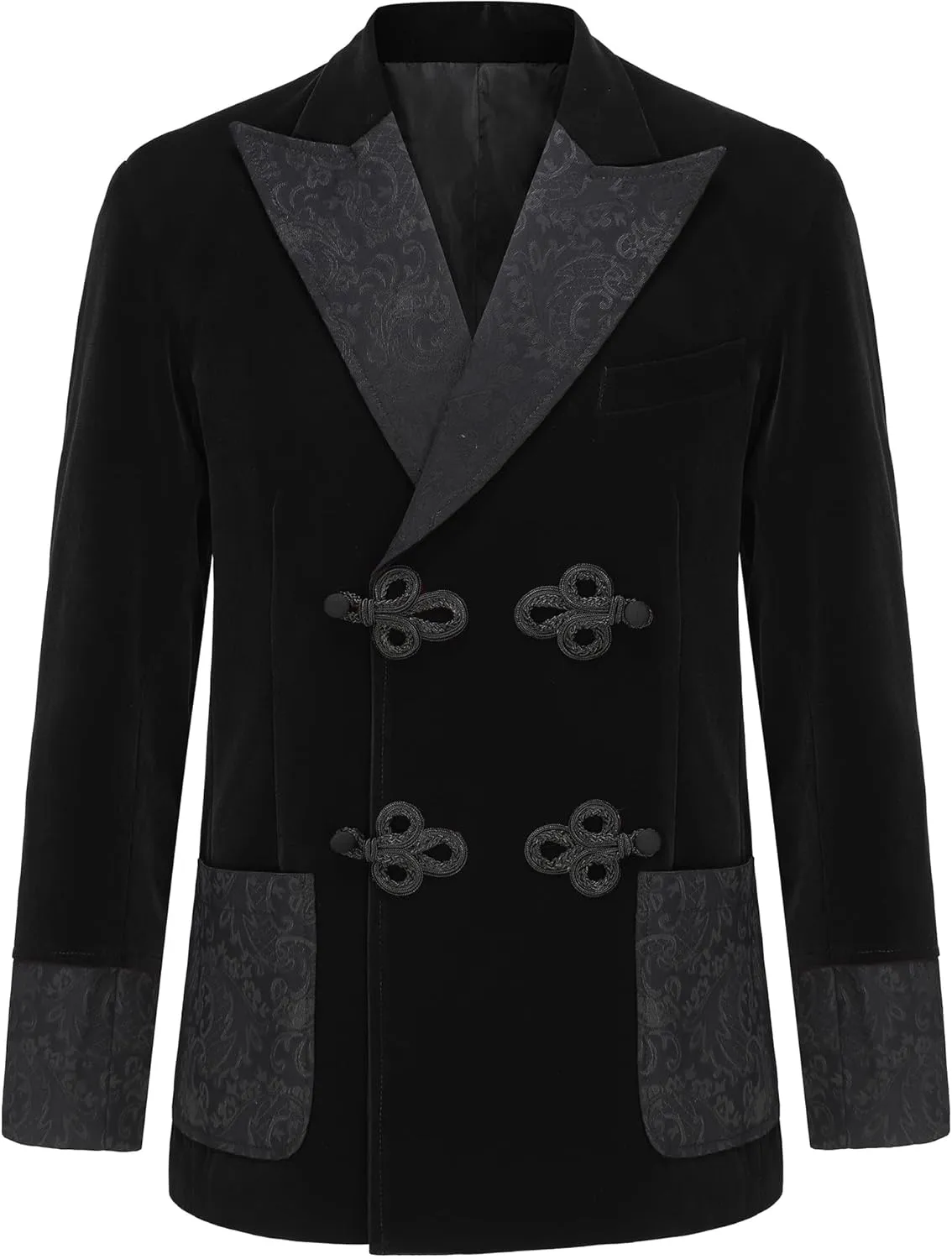 Men's Smoking Jacket Jacquard Peaked Lapel Double Breasted Stylish Blazers Coat Evening Party Wear