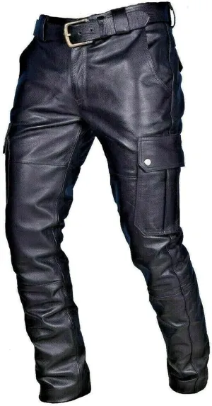 Men's Steampunk Stretchy Faux Leather Pants Slim Fit Motorcycle Biker Goth Pants Fashion Punk Retro Hip Hop Trousers Clubwear