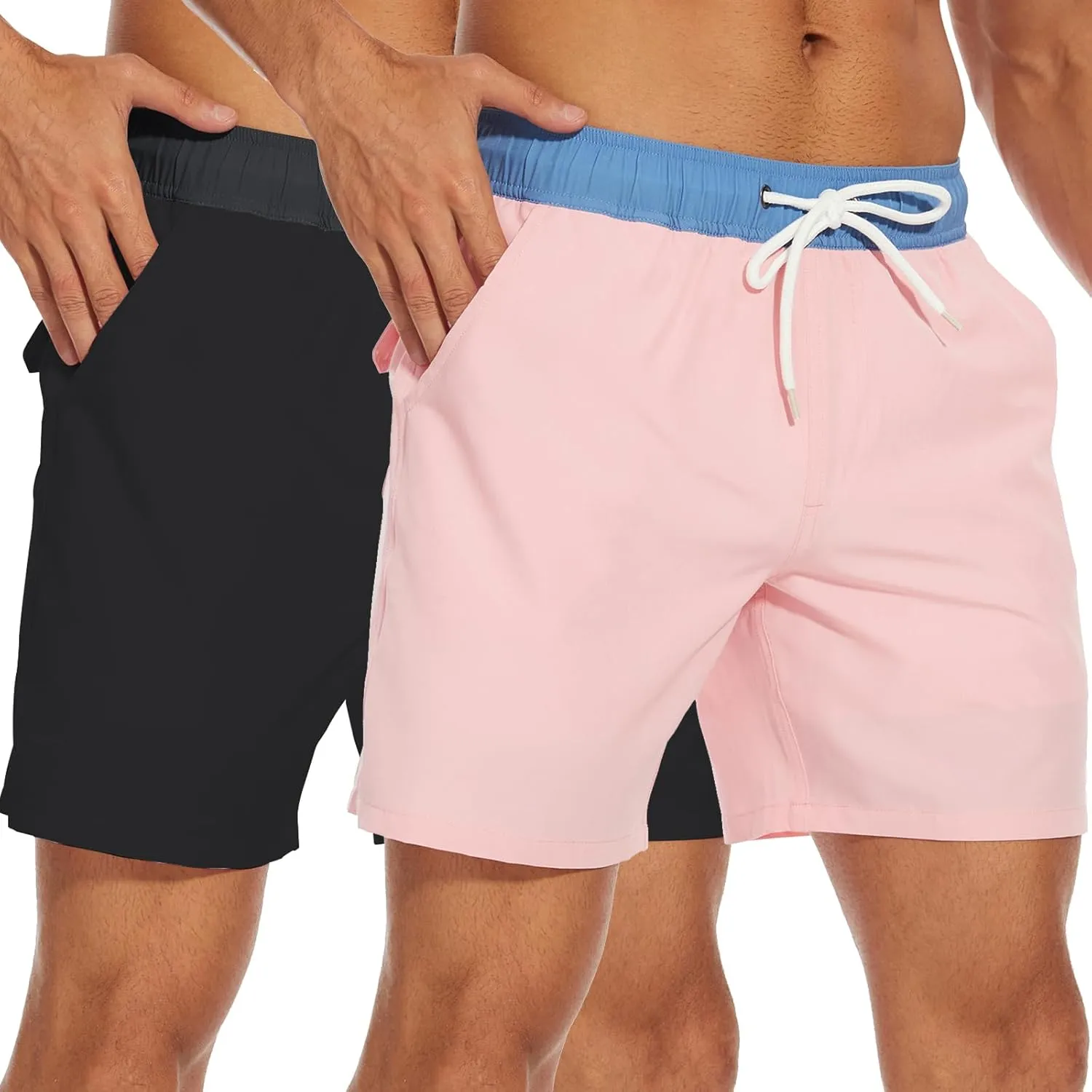 Mens Swim Trunks with Compression Liner 7 Inch Swim Shorts 2 in 1 Quick Dry Board Shorts Beach Wear