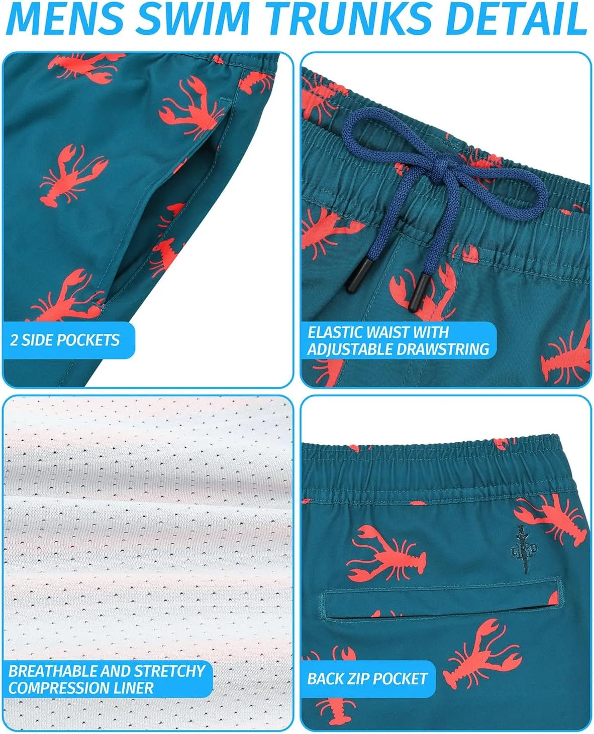 Mens Swim Trunks with Compression Liner,7 Inch Quick Dry Swim Shorts, Board Shorts,Beach Swimwear