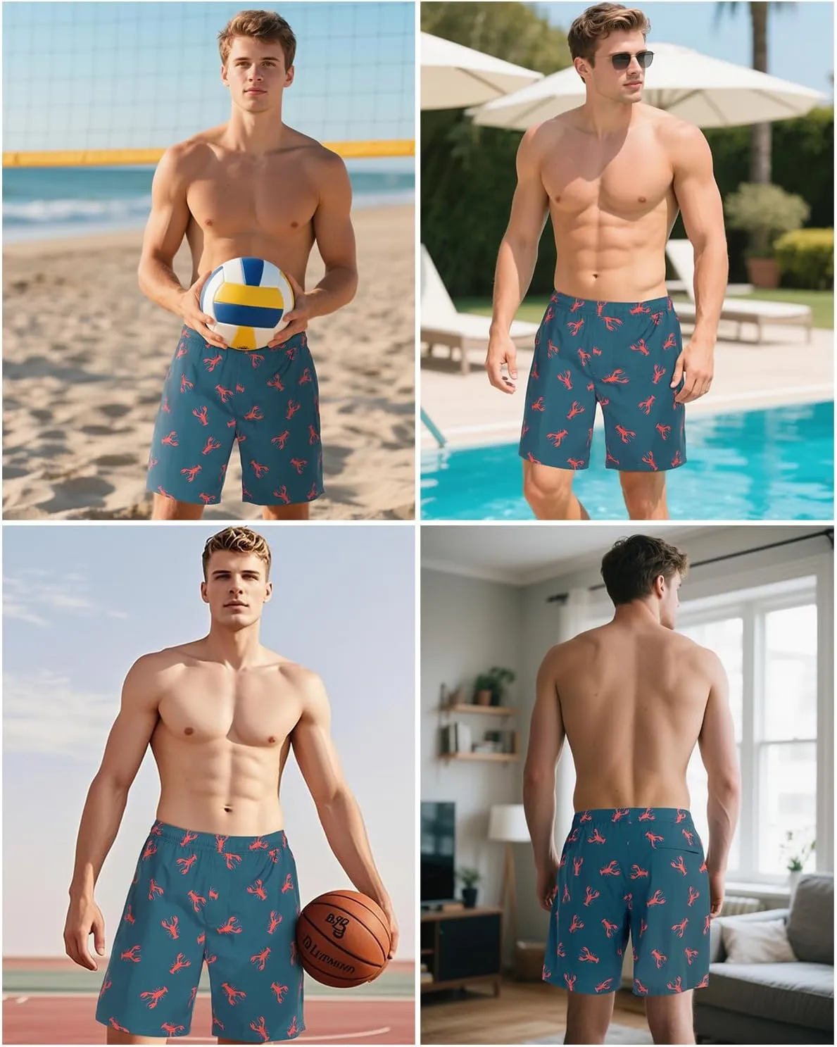 Mens Swim Trunks with Compression Liner,7 Inch Quick Dry Swim Shorts, Board Shorts,Beach Swimwear