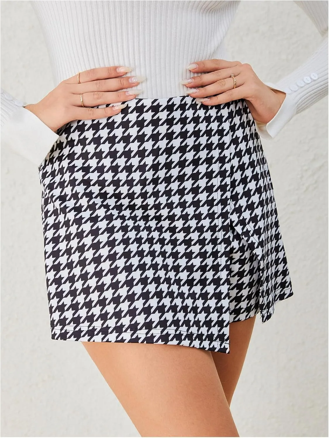 Milumia Women's Asymmetrical Wrap Skirts High Waisted Slit Hem Skort Shorts