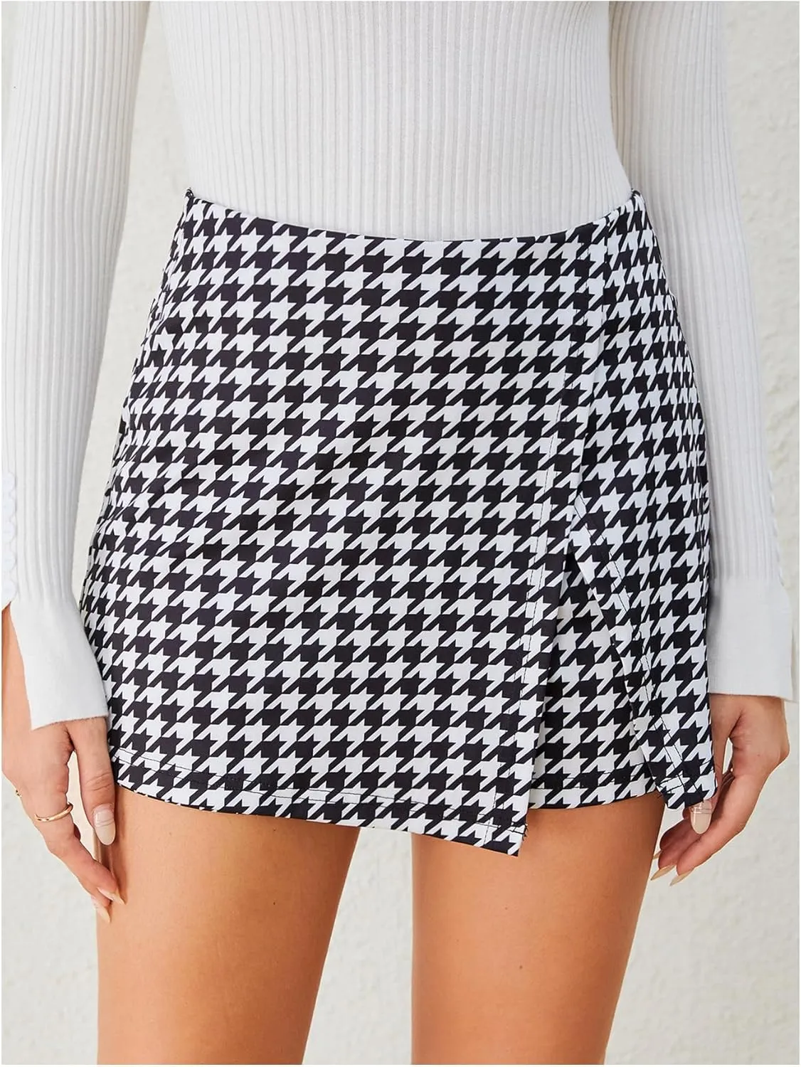 Milumia Women's Asymmetrical Wrap Skirts High Waisted Slit Hem Skort Shorts