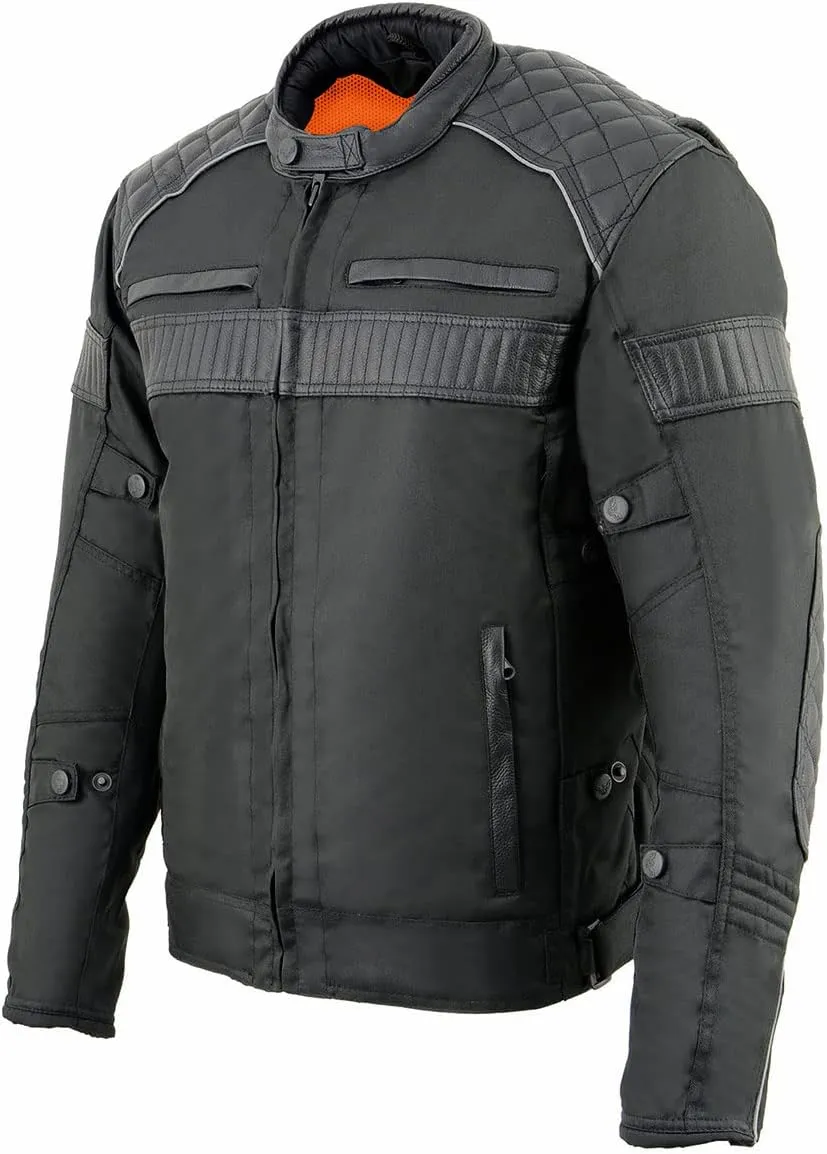 Milwaukee Leather Men's Armored Textile Motorcycle Rider Jacket-Year Round Wear - Large - Large
