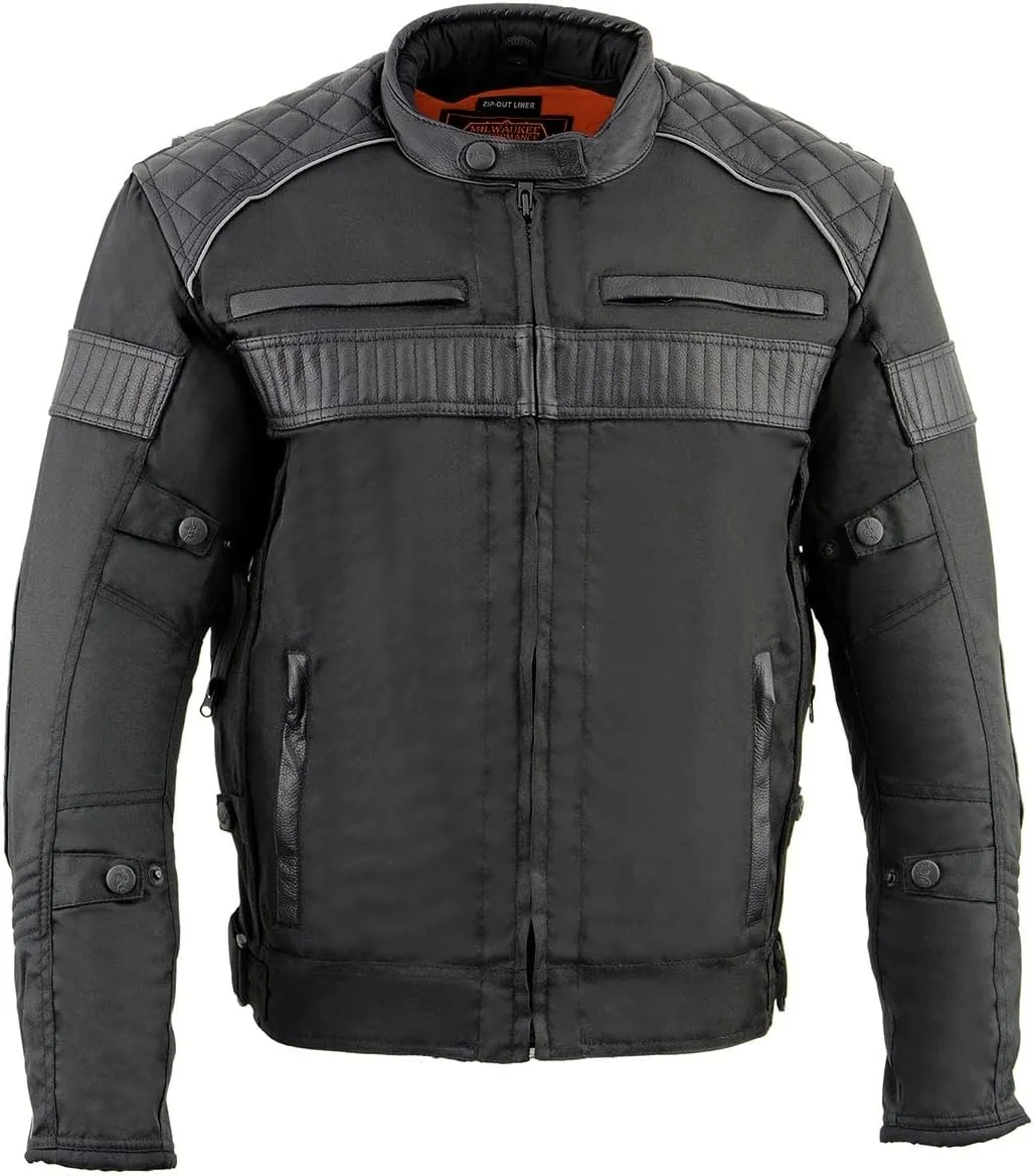 Milwaukee Leather Men's Armored Textile Motorcycle Rider Jacket-Year Round Wear - Large - Large
