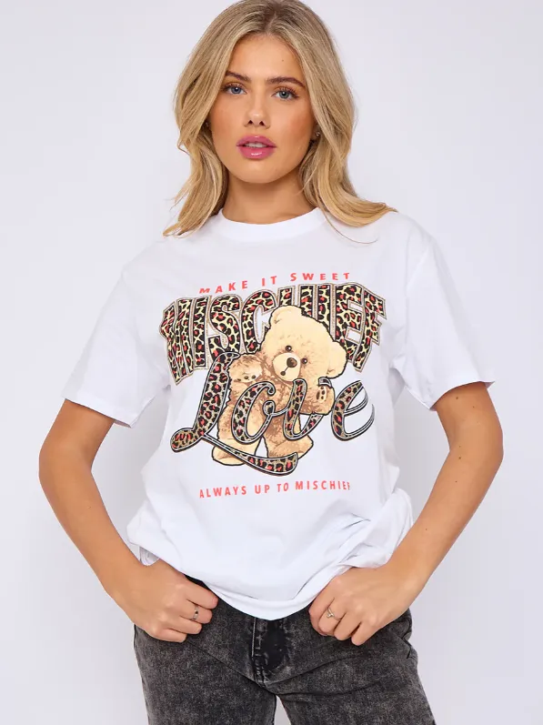 Mischief Teddy Graphic Printed T-Shirt