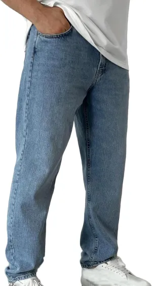 Muscularfit Cotton Pants for Men Fashion Buckle Zipper Flat Front Solid Jean Pants Casual Loose Straight Ripped Hole Trousers