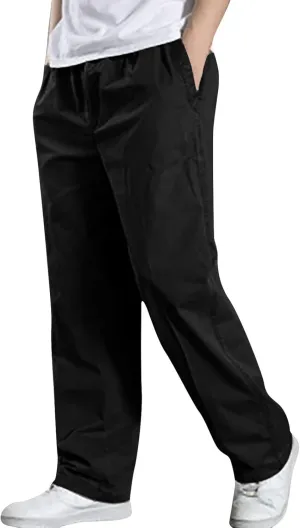 Muscularfit Mens Pants Casual Cotton Solid Straight Hidden Expandable Waist Loose Trousers Fashion Outdoor Sport Sweatpants