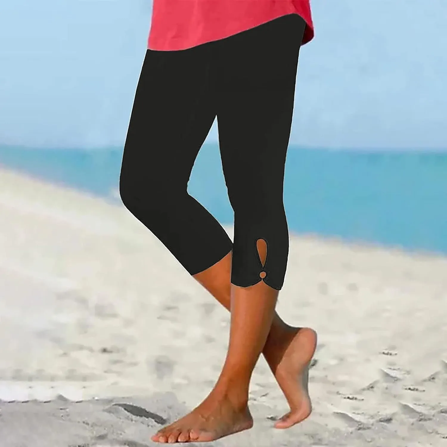 New Leggings for Women Lace Capri Leggings Slim Fit Yoga Pants Soft Lace Hem Stretch Crop Tights for Workout Running