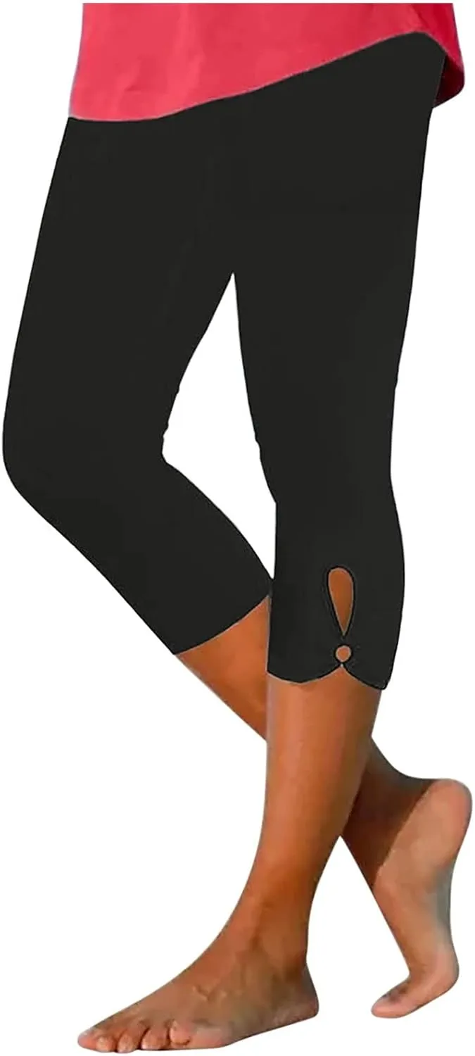 New Leggings for Women Lace Capri Leggings Slim Fit Yoga Pants Soft Lace Hem Stretch Crop Tights for Workout Running