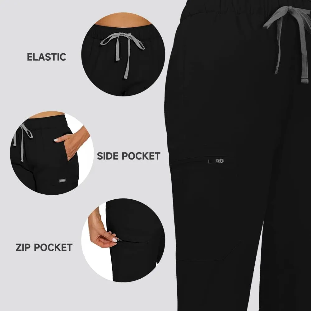 Niaahinn Classic Scrub Set for Women - Top Workwear & Yoga Jogger Pants Nursing Uniform