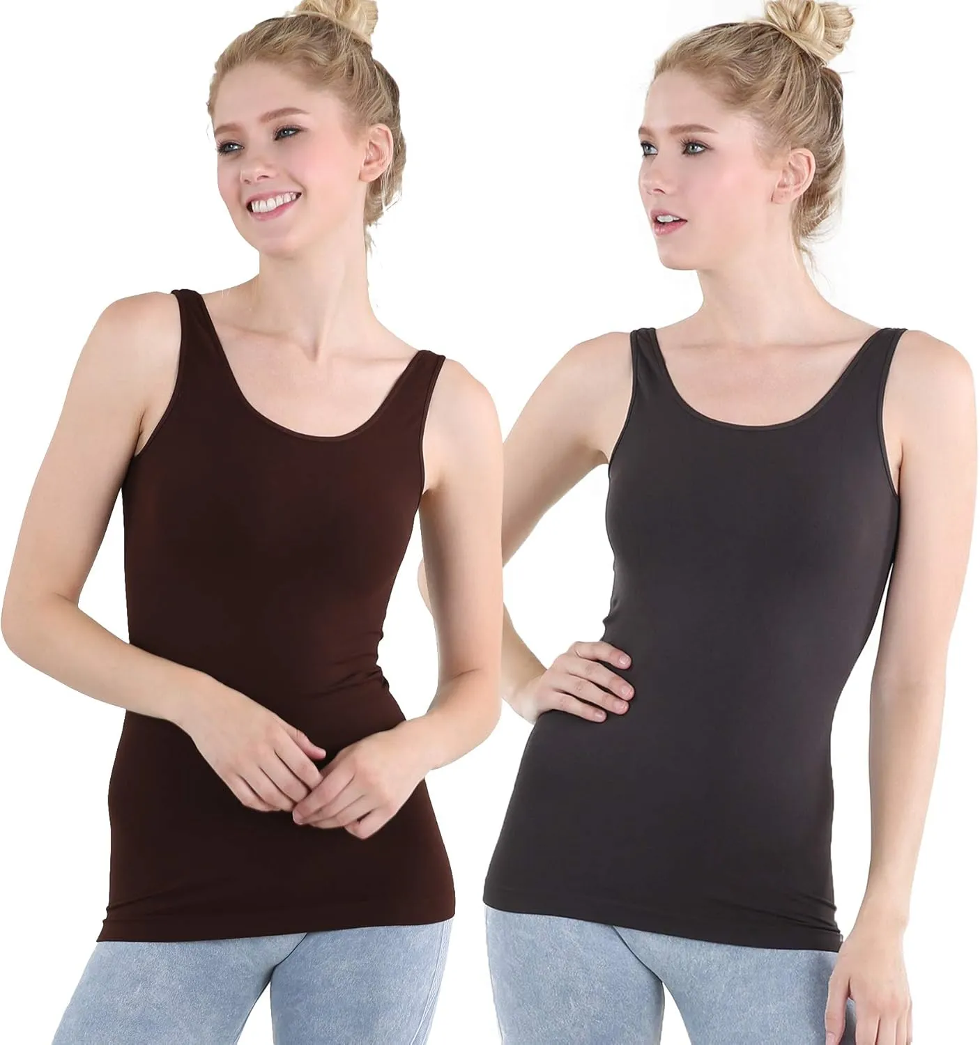 NIKIBIKI Women Seamless Wide Strap Basic Tank Top, Made in U.S.A, One Size