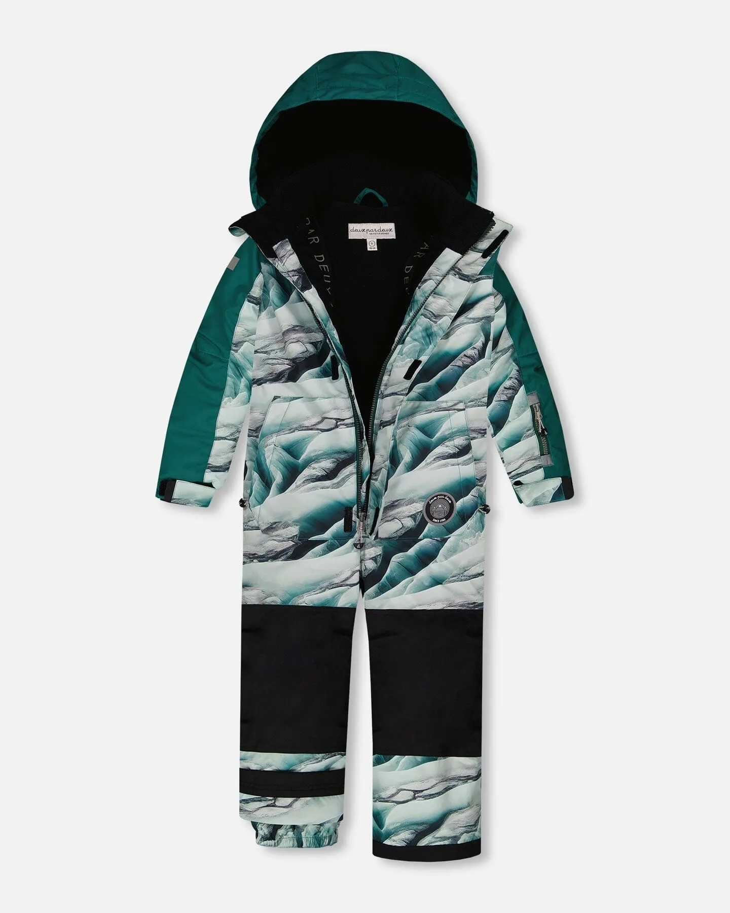 One Piece Snowsuit Forest Green Printed Glaciers