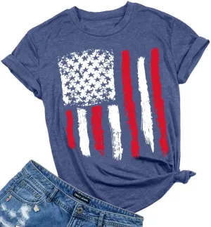 Patriotic Shirts for Women American Flag Shirt 4th of July Tshirt Graphic Tees Casual Short Sleeve Tee Top