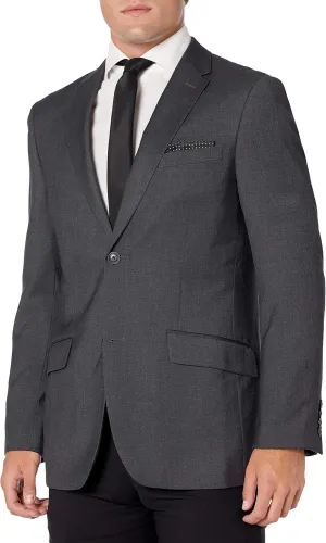 Perry Ellis Men's Solid Stretch Suit Jacket with Chest Pocket, Two-button Closure, Two Front Flap Pockets, Textured Fabric