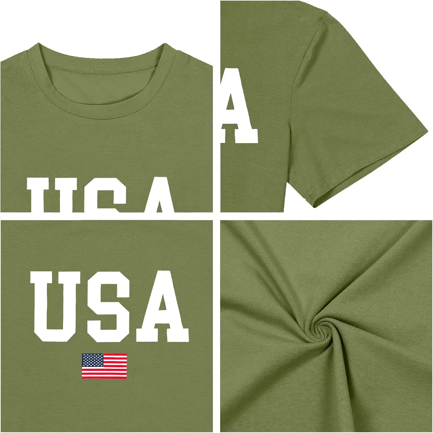 Plus Size USA Flag Shirt for Women 4th of July American Flag Print Tee Tops Short Sleeve Patriotic T-Shirt Blouse