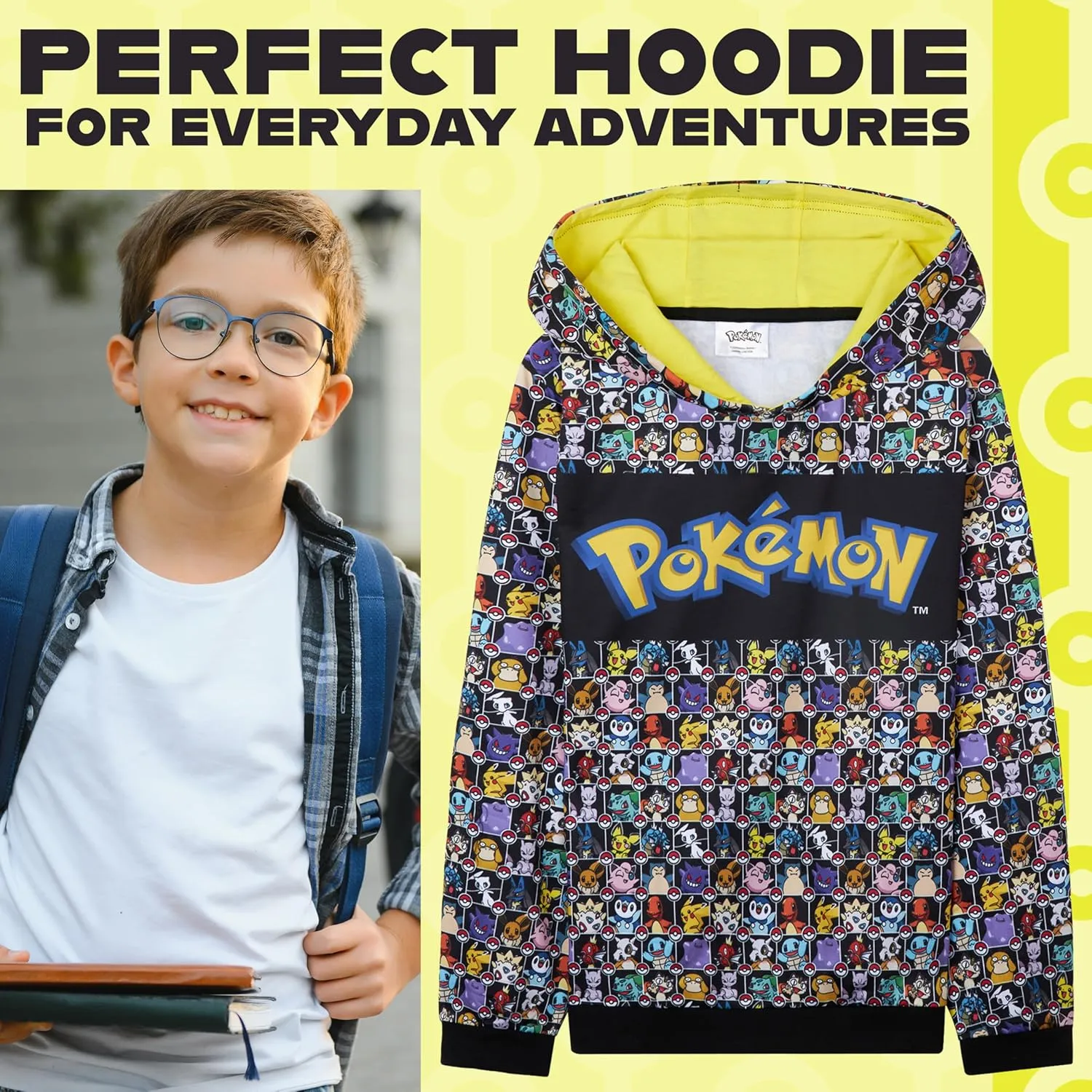 Pokemon Hoodie for Boys Teens Pikachu Hooded Sweatshirt Anime Pullover Top