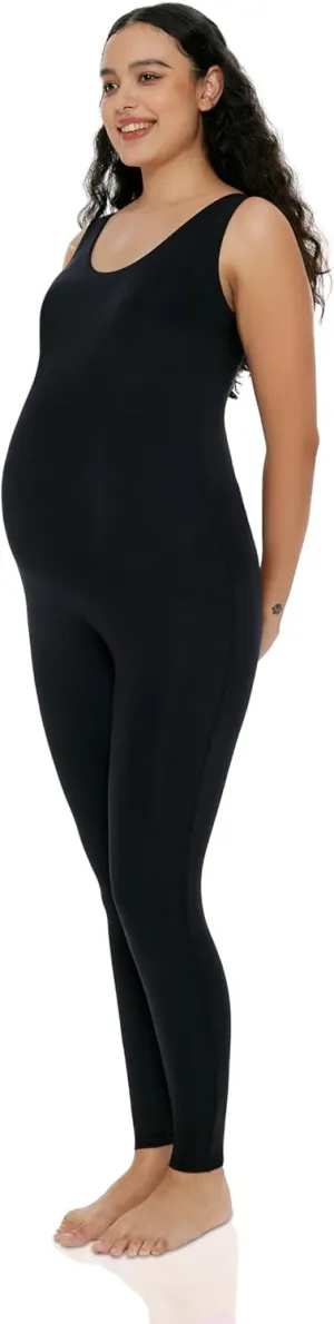 POSHDIVAH Women's Maternity Jumpsuit Romper Pregnancy Leggings Sleeveless Tank Top Bodycon Bodysuit Shapewear