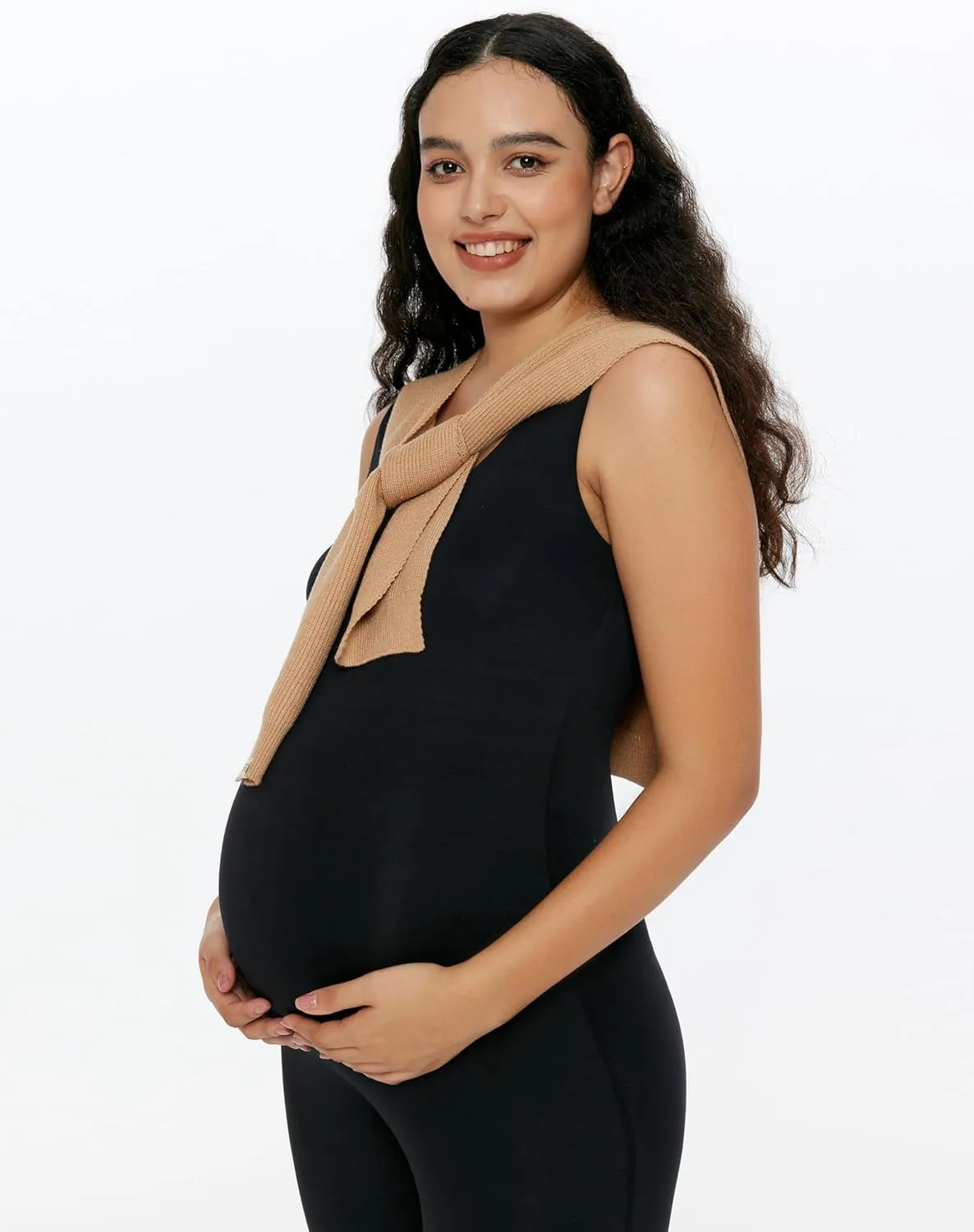 POSHDIVAH Women's Maternity Jumpsuit Romper Pregnancy Leggings Sleeveless Tank Top Bodycon Bodysuit Shapewear