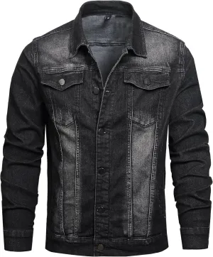 QIMYUM Jean Jacket For Men, Distressed Slim Denim Jacket