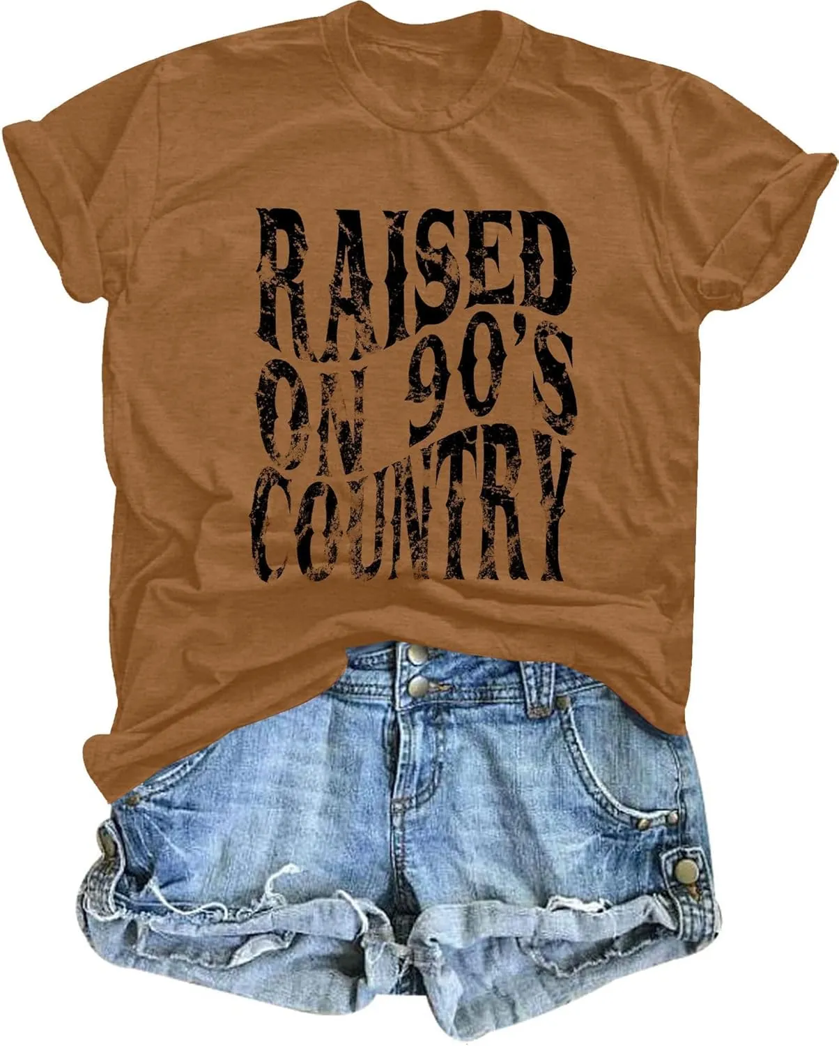 QLIPIN Raised on 90s Country Shirt Womens: Vintage Country Music Shirts Concert Top Casual Short Sleeve Tee Tops
