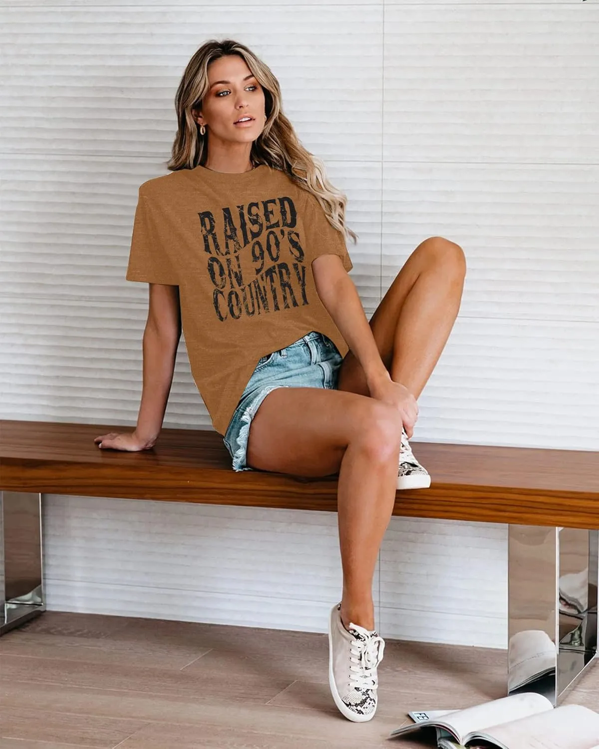 QLIPIN Raised on 90s Country Shirt Womens: Vintage Country Music Shirts Concert Top Casual Short Sleeve Tee Tops