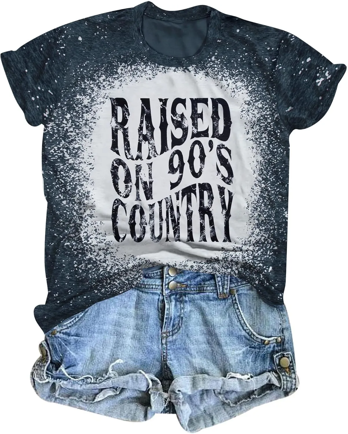 QLIPIN Raised on 90s Country Shirt Womens: Vintage Country Music Shirts Concert Top Casual Short Sleeve Tee Tops