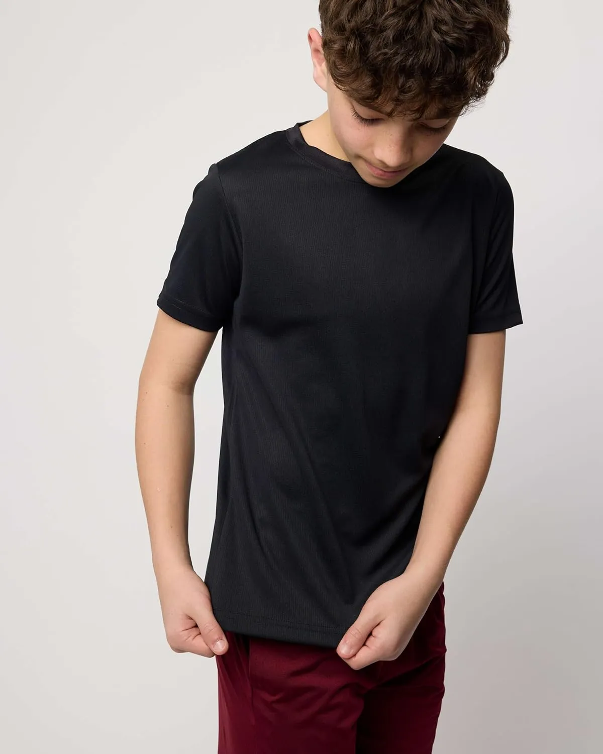 Real Essentials 5 Pack: Youth Mesh Moisture Wicking Active Athletic Performance Short-Sleeve T-Shirt Boys & Girls