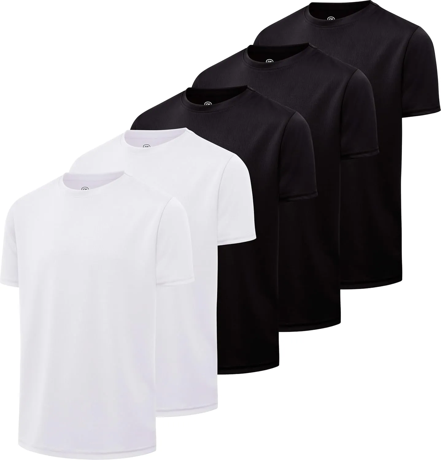 Real Essentials 5 Pack: Youth Mesh Moisture Wicking Active Athletic Performance Short-Sleeve T-Shirt Boys & Girls