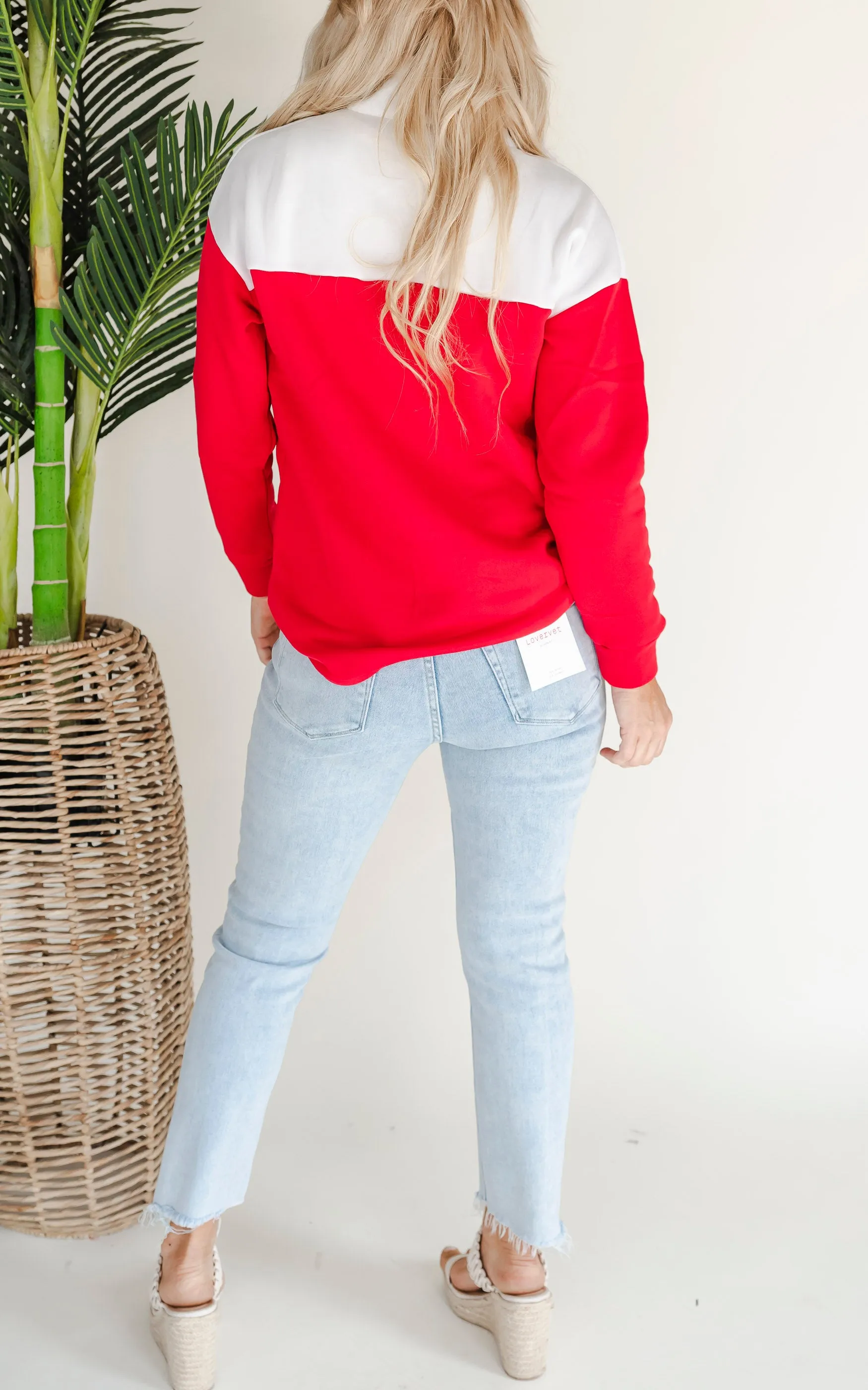 Red Colorblock Zip Sweatshirt by Salty Wave *
