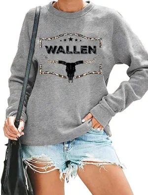RFBIQI Cowboys & Beer Sweatshirt Women Country Music Shirt Funny Drinking Pullover Top Casual Crew Neck Long Sleeve Rodeo Tee