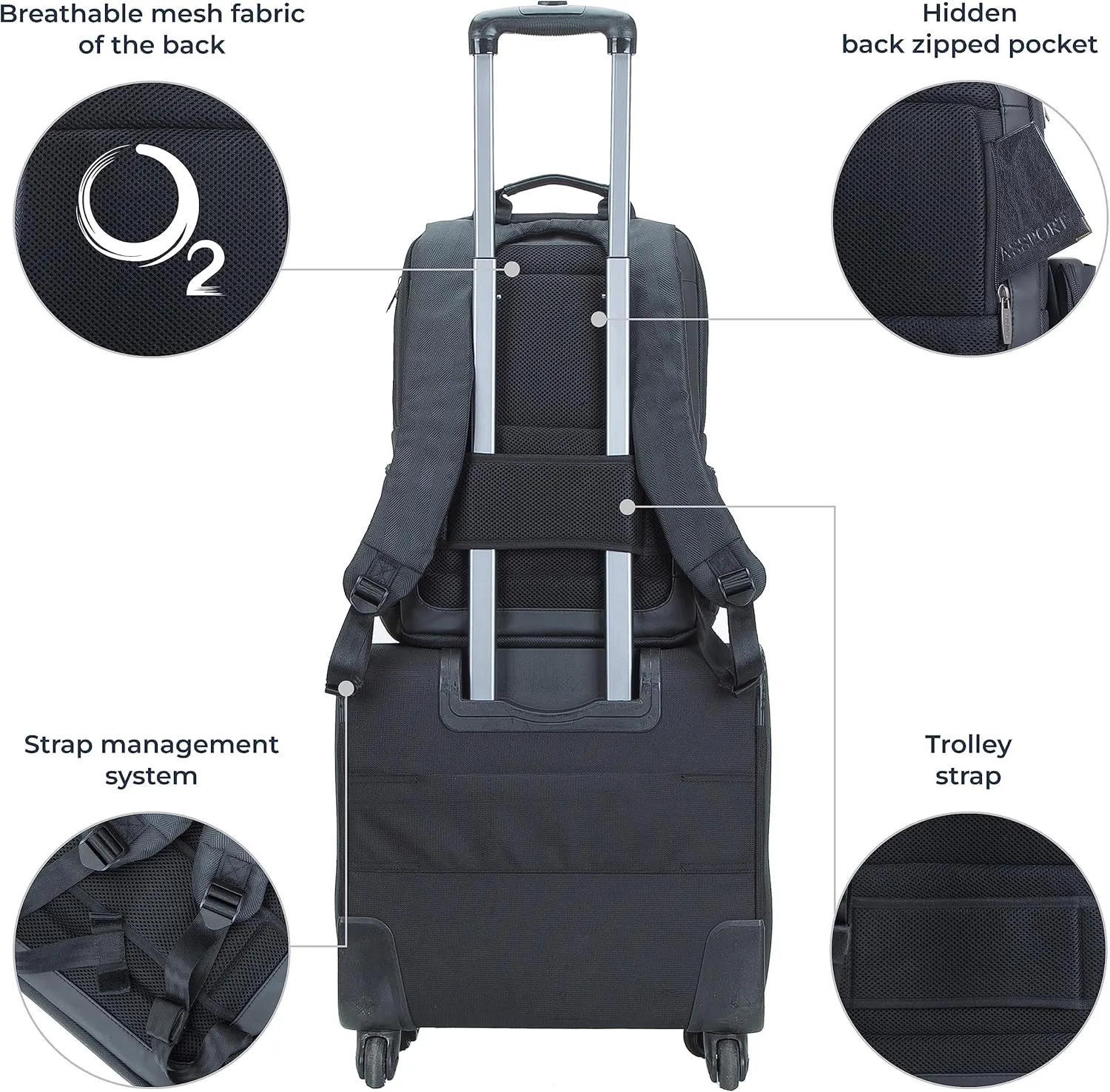 Rivacase 8165 15.6 Inch Anti Theft Backpack  Unisex Business Travel Laptop Tablet Backpack  Waterproof Tweed Bag with Airport Friendly Gadget Compartments and Ventilated Shoulder Straps - Black