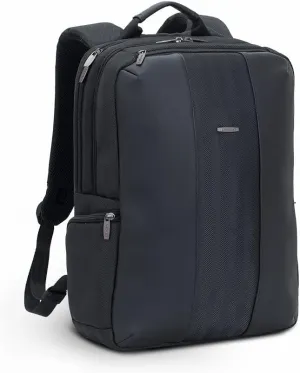 Rivacase 8165 15.6 Inch Anti Theft Backpack  Unisex Business Travel Laptop Tablet Backpack  Waterproof Tweed Bag with Airport Friendly Gadget Compartments and Ventilated Shoulder Straps - Black