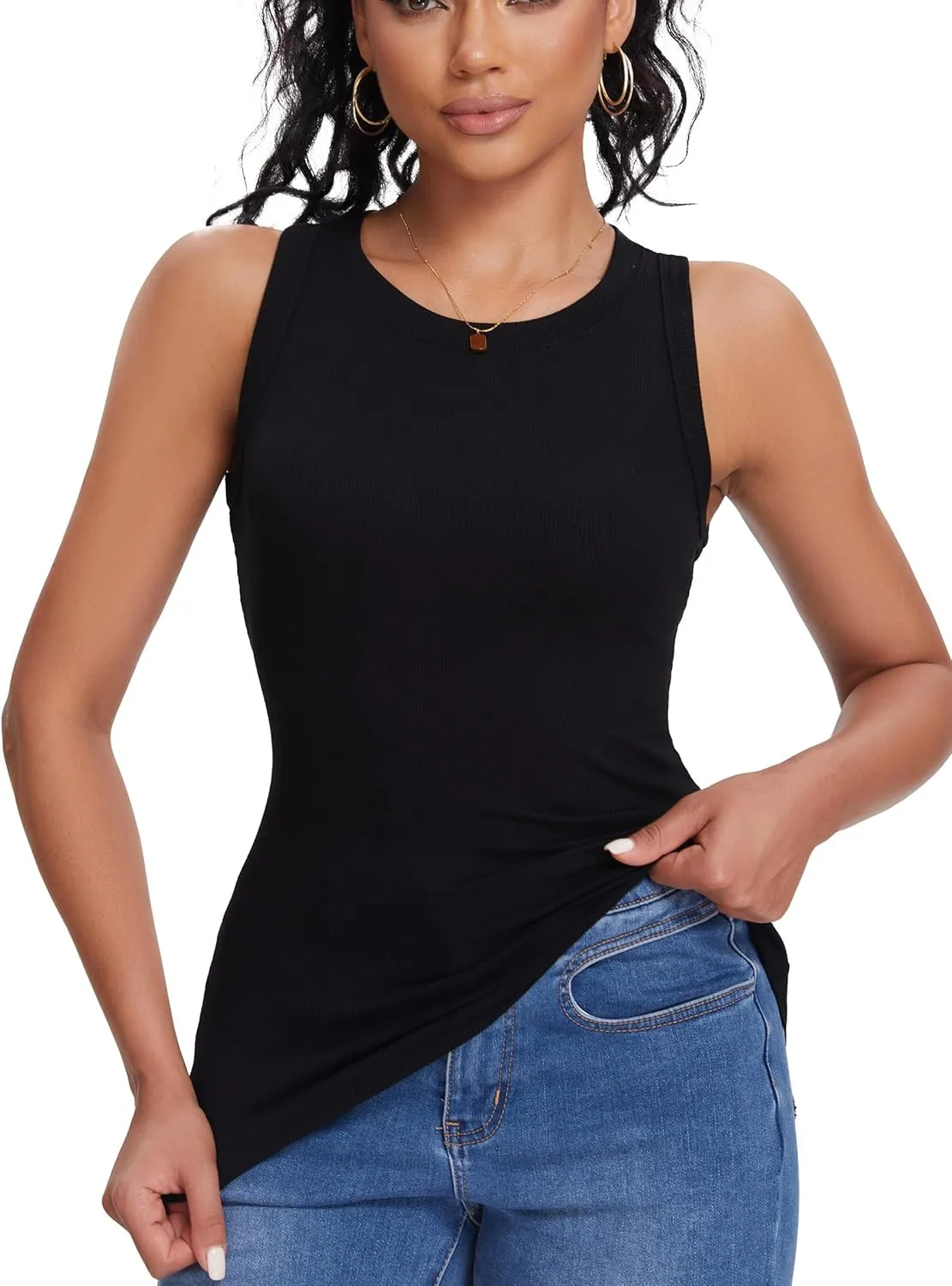 RMEY&YE Ribbed Tank Tops for Women Sleeveless 2025 Basic Women' T-Shirts Trendy Stretchy Lightweight Summer Casual Tops