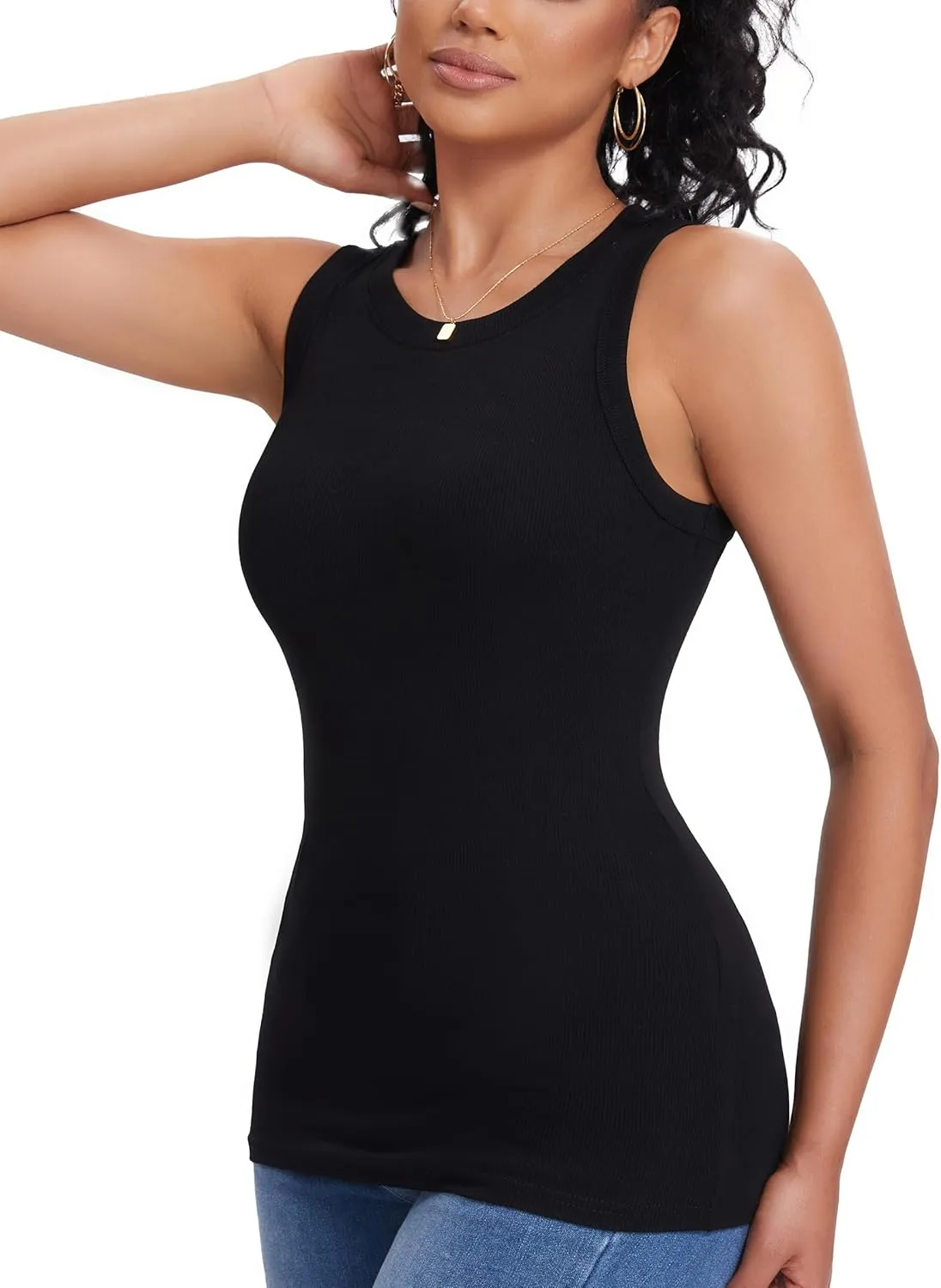 RMEY&YE Ribbed Tank Tops for Women Sleeveless 2025 Basic Women' T-Shirts Trendy Stretchy Lightweight Summer Casual Tops