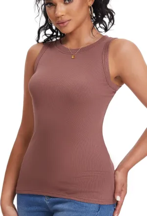 RMEY&YE Ribbed Tank Tops for Women Sleeveless 2025 Basic Women' T-Shirts Trendy Stretchy Lightweight Summer Casual Tops