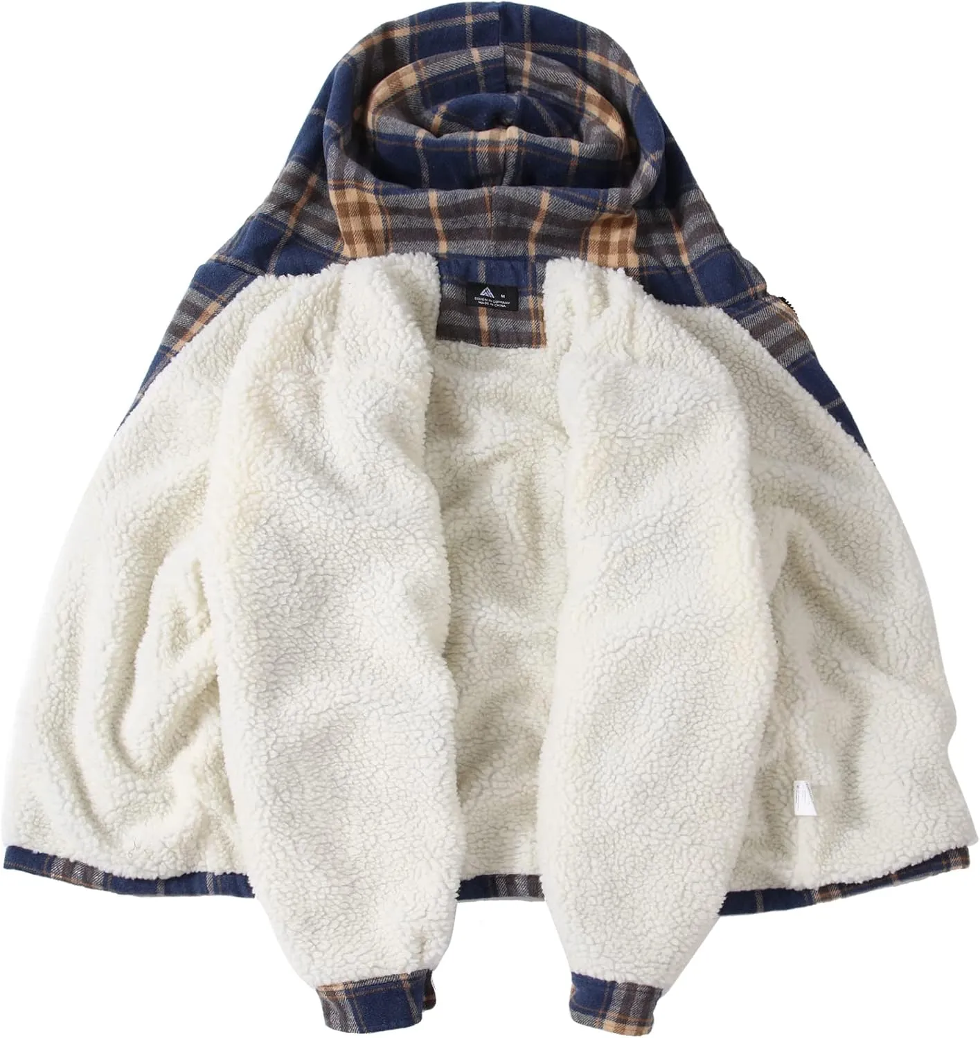 SCODI Men's Flannel Shirt Jacket Fleece Sherpa Lined Plaid Jackets Coat Full Zip Up Hoodie Winter Outwear