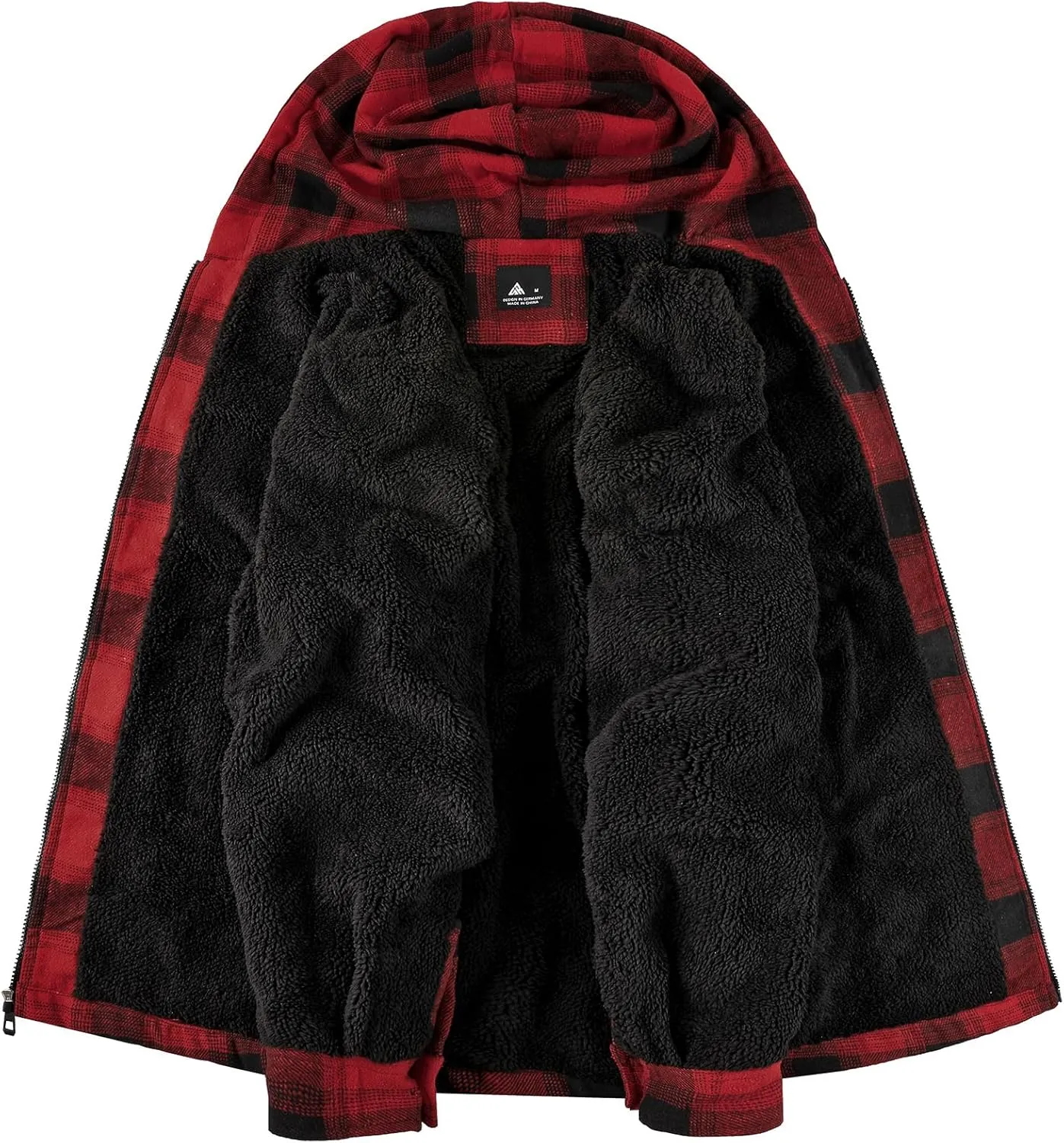SCODI Men's Flannel Shirt Jacket Fleece Sherpa Lined Plaid Jackets Coat Full Zip Up Hoodie Winter Outwear