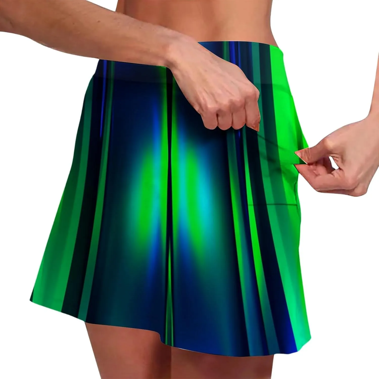 Skorts for Women Dressy Tie Dye High Waisted Tummy Control Tennis Skirt Built in Shorts Running Skirts with Pockets